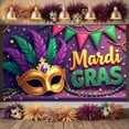 thumbnail image 3 of Colorful Design Mardi Gras Banner Masquerade Masks Carnival Display Festive Balloons Golden Stars Festive Backdrop for Carnival Party Festive Celebration Masquerade Event, 3 of 9