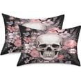 thumbnail image 2 of GZHJMY Satin Pillowcase for Hair and Skin Breathable Slip-Cool, Wrinkle-Resistant Soft and Smooth 20x26In Single Side Envelope Opening Without Zipper Skull Flowers, 2 of 7