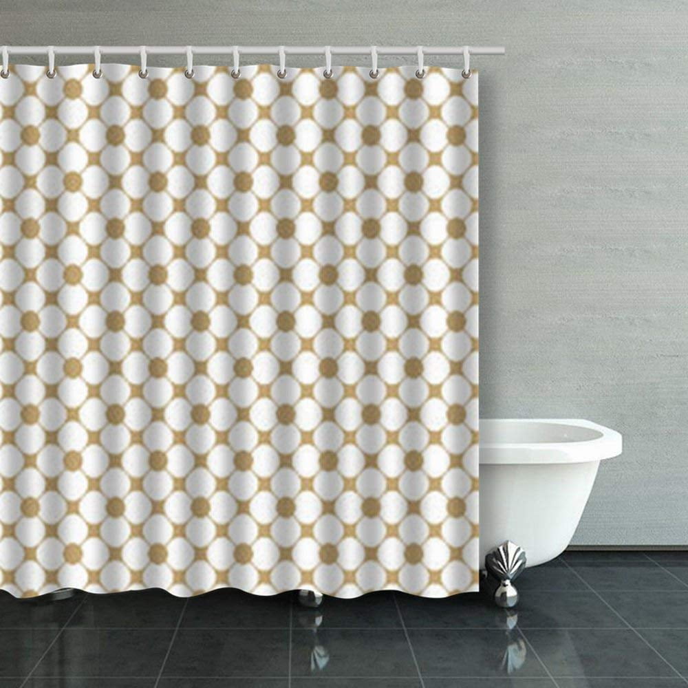 BPBOP Golden Geometric Seamless Pattern White Gold Floral Shower