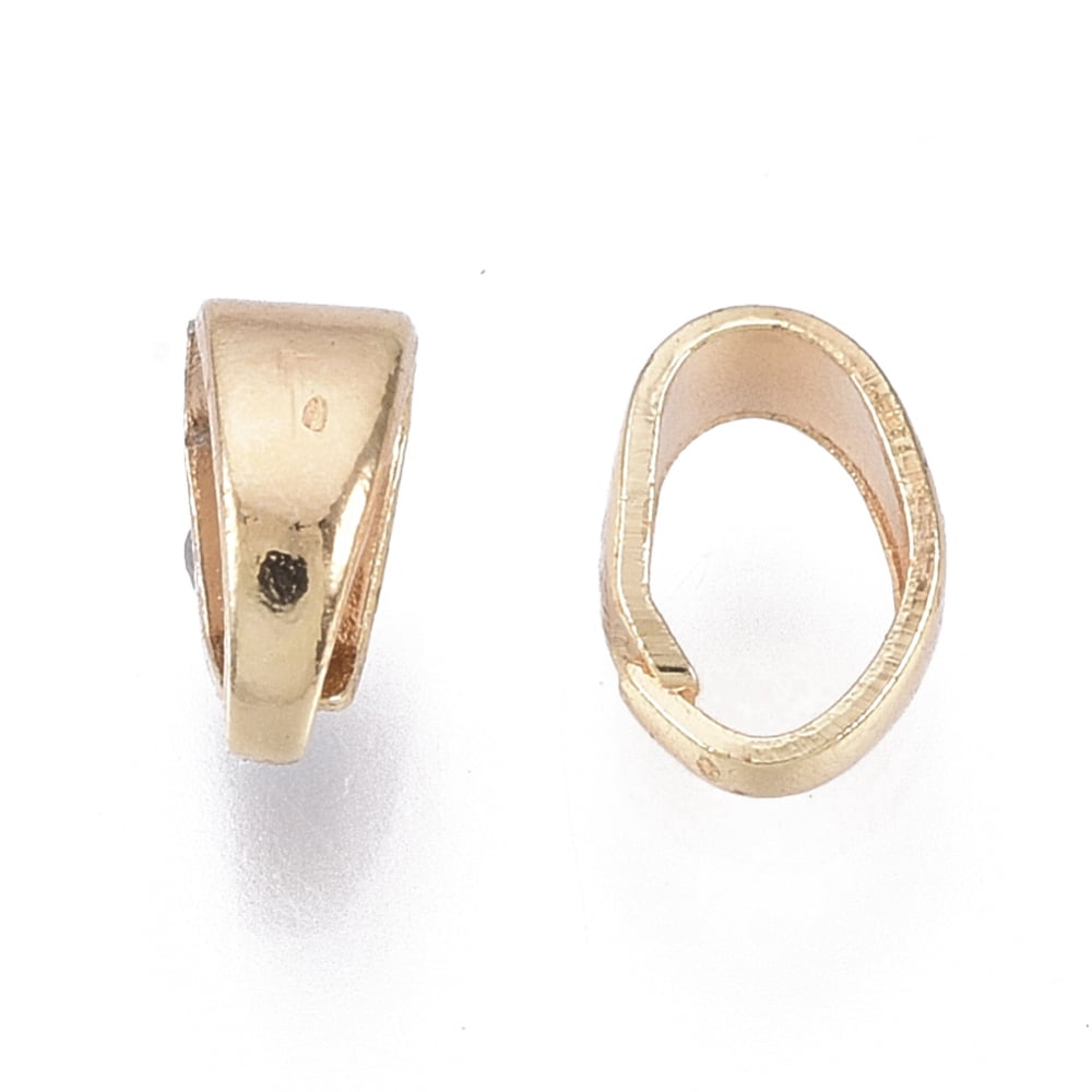 Brass Snap on Bails Nickel Free Real 18K golden Plated 6x4x3mm Hole: 5x3mm