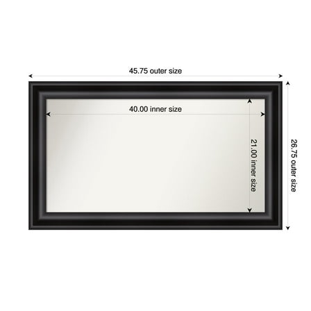 Amanti Art Custom Framed Wall and Bathroom Mirror (26.75 x 45.75 in.), Grand Black Frame