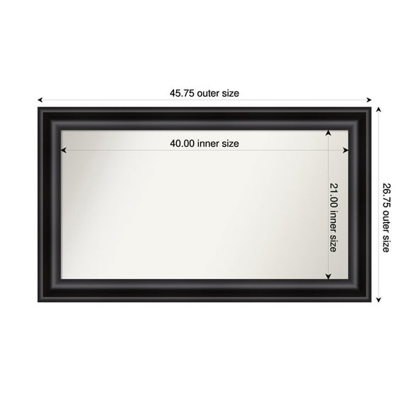 Amanti Art Custom Framed Wall and Bathroom Mirror (26.75 x 45.75 in.), Grand Black Frame