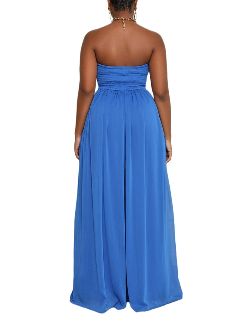 Loliuicca Women's Summer Chiffon Jumpsuit, Strapless Tube