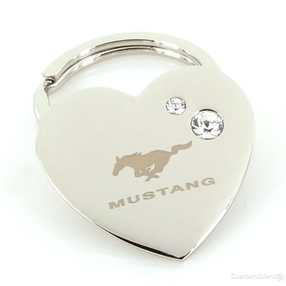 Ford Mustang Heart Shape Keychain (Chrome)