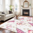 thumbnail image 2 of 8'x10' Area Rugs, Pink Santa Christmas Indoor Outdoor Area Rug for Living Room Bedroom, Xmas Tree Winter Snowflake Washable Bathroom Rugs Kitchen Floor Carpet Mats Home Decor Aesthetic, 2 of 8