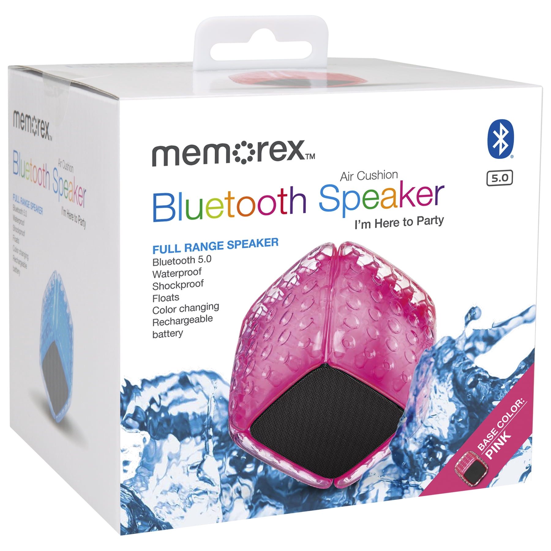 Memorex Cush Air Cushion Bluetooth Speaker, MSBW101, Pink