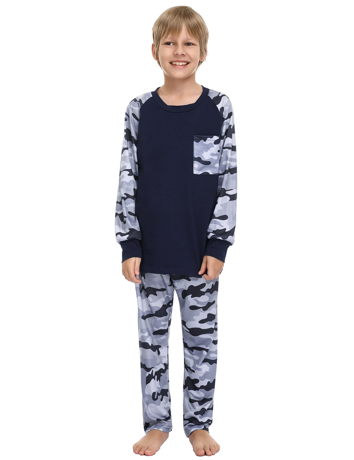 Uniexcosm Boys 2Piece Pajamas Set Long Sleeve Male PJs, 415Y