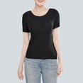 thumbnail image 2 of Weikingp Fitted Tees For Women，Business Casual Outfits Slim Fitted Casual Shirts Short Sleeve Shirts Tight Shirts For Women Full Length Tops For Women Crew Neck Black L, 2 of 9