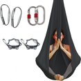 thumbnail image 1 of Hamaca aérea de yoga de 5 m de tela de seda aérea de primera calidad Columpio de yoga para inversión de yoga antigravedad Incluye cadena de margaritas, mosquetón y guía de postura, 1 of 5