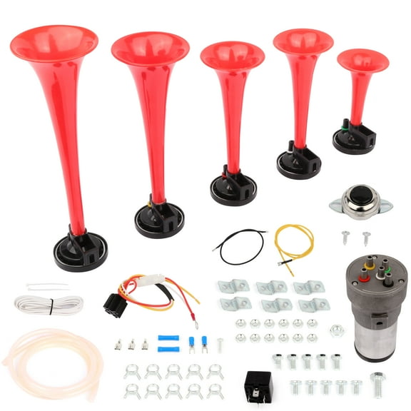 SCITOO Horn Kit Dixie Horn 12V 105db, Dixie Musical Air Horn Plastic(redï¼‰pumpï¼ˆsilver) Easy to Install, Electric Trains Horns for Any 12V Vehicles