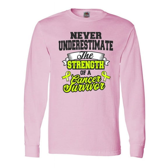 Inktastic Never Underestimate the Strength of a Cancer Survivor Non Hodgkins Lymphoma Long Sleeve T-Shirt