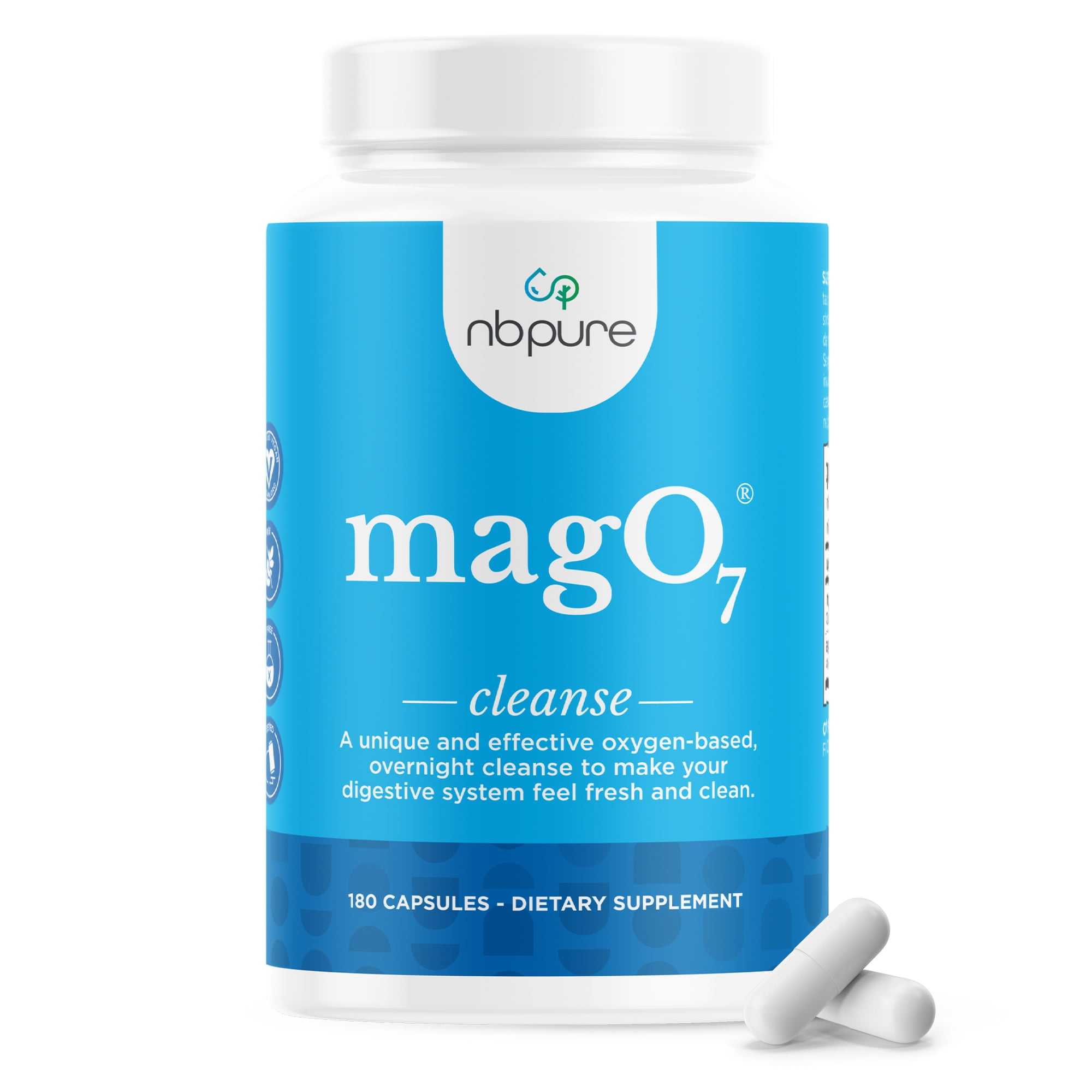 NBPure MagO7 Oxygenated Magnesium Colon Cleanse and Detox, 180 Capsules