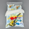 thumbnail image 2 of Ambesonne Art Bedding Set 3 Pcs, Abstract Musical Instrument, Twin XL, Teal Yellow, 2 of 3