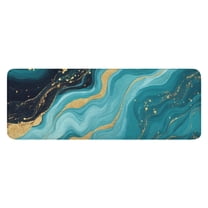 Blue and Gold Marble Sparkle Waves Pattern Kitchen Rug Mat,Kitchen Runner Rugs Non Skid Washable,Decorative Kitchen Floor Mats for Kitchen,Sink,Laundry,17"x47.2"