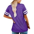 thumbnail image 5 of KISSMODA Womens Tops 2023 Summer Short Sleeve T Shirts Casual V Neck Striped Pleated Tunic Tops Blouses, 5 of 7