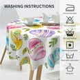 thumbnail image 4 of Easter Colorful Eggs Tablecloth Round 60 Inch Spring Easter Flower Leaves Egg Decorative Table Cloth Washable Wrinkle Stain-Resistant Polyester Seasonal Holiday Table Cover for Party Dinner, 4 of 6