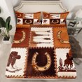 thumbnail image 2 of Homewish Rustic Western Cowboy Bed Sheets,Retro Cattle Hide King Sheets,Country Horseshoe Cowboy Boots Sheet Set For Girl Boys,Ultra Soft Home Decor,4pcs, 2 of 7