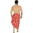 thumbnail image 2 of HAPPY BAY Men's Pareo Standard Vacation Sarong Full Beach Wrap One Size Berry, Leaves Summer Vacation Aloha, 2 of 4