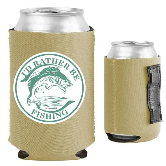 I'd Rather Be Fishing Magnetic Can Coolie (Khaki)