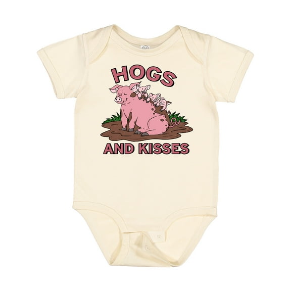 Inktastic Hogs and Kisses with Cute Pig Family Boys or Girls Baby Bodysuit