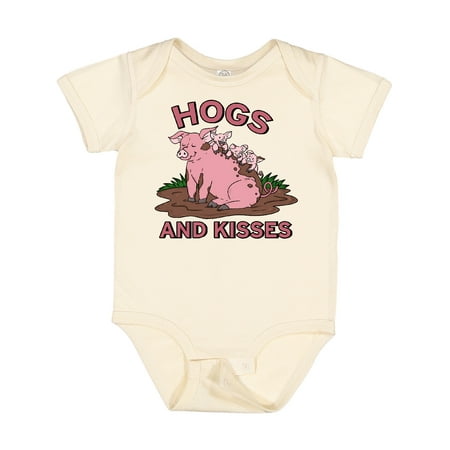 

Inktastic Hogs and Kisses with Cute Pig Family Gift Baby Boy or Baby Girl Bodysuit