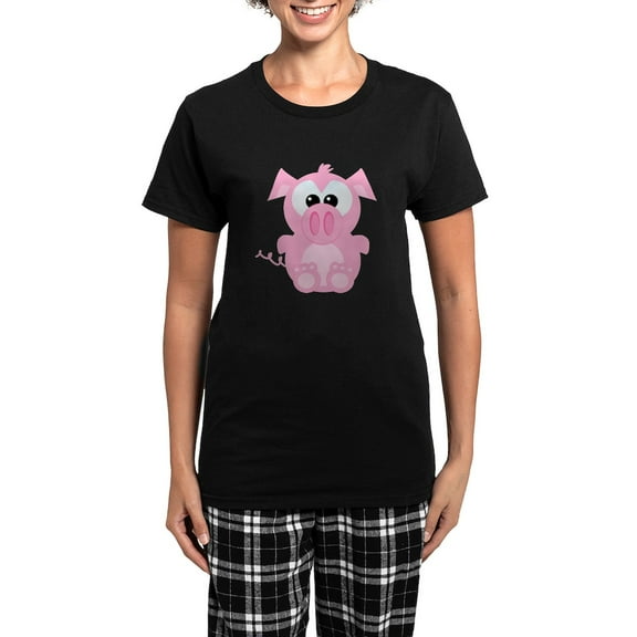 CafePress - Goofkins Cute Little Piggy Women's Dark Pajamas - Women's Short Sleeve Print T-Shirt and Pants Dark Cotton Pajama Set
