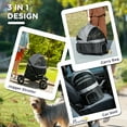 thumbnail image 4 of PawHut 3 in 1 Pet Stroller for Small Dogs and Cats, 3 Wheels Dog Jogging Stroller with Detachable Carrier, Storage Basket, Gray, 4 of 10