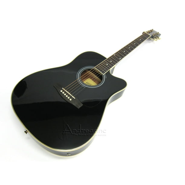 Thin Body Acoustic/Electric Guitar - Black