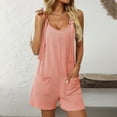 thumbnail image 2 of MDUKONU Womens Summer Casual Romper Loose Spaghetti Strap Shortalls Overalls Jumpsuit Beach Vacation Jumper with Pocket Orange M, 2 of 5