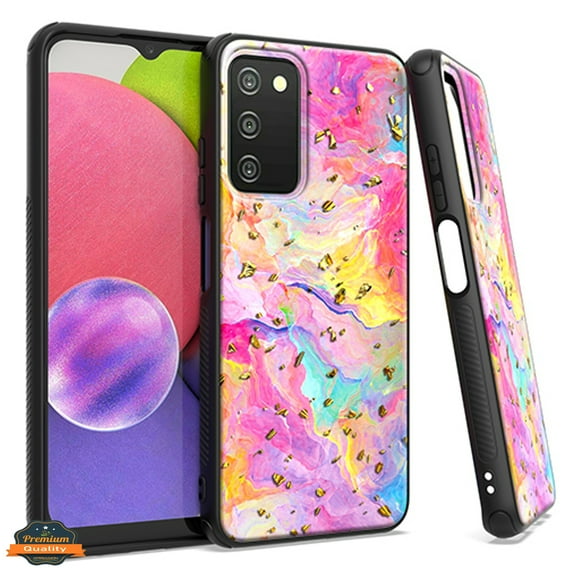 Xpression Cover for Samsung Galaxy S23 Ultra Marble Fashion Stone Stylish Flake Glitter Bling Hybrid Glossy TPU Rubber PC Protection Phone Case - Marble Colorful Rainbow