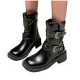 thumbnail image 5 of Black Women'S Thick Sole Boots With Buckle Detail And Round Toe For Everyday Style, 5 of 9