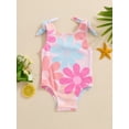 thumbnail image 4 of Baby Girl Swimsuit Floral Print Sleeveless Knotted Shoulder Strap U-Neck Bathing Suit, 4 of 10