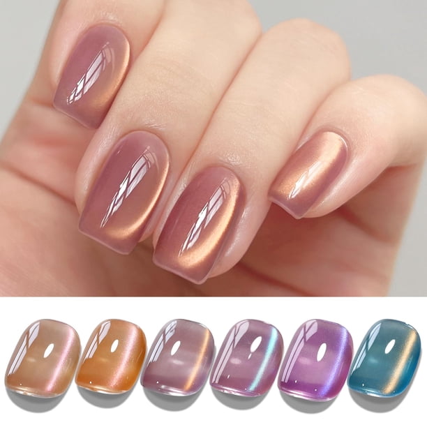 Set de esmaltes de uñas en gel Double Rhythm Cat Eye, 6 colores, 7,5 ml