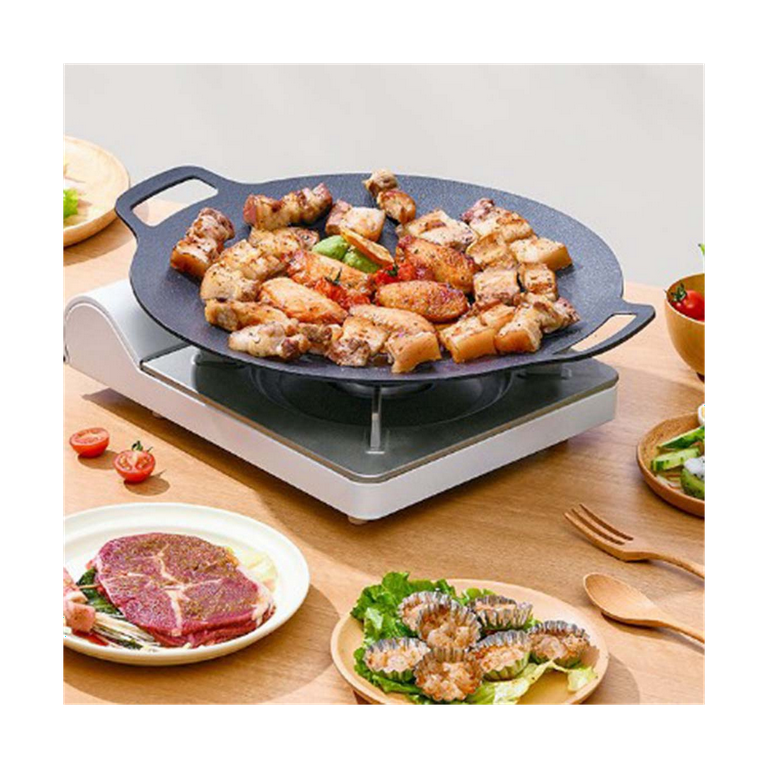 Grilling Pan Non-stick Thick Cast Iron Frying Pan Flat Pancake Griddle  Stone Cooker BBQ Grill Induction Cooking Pot for Outdoor