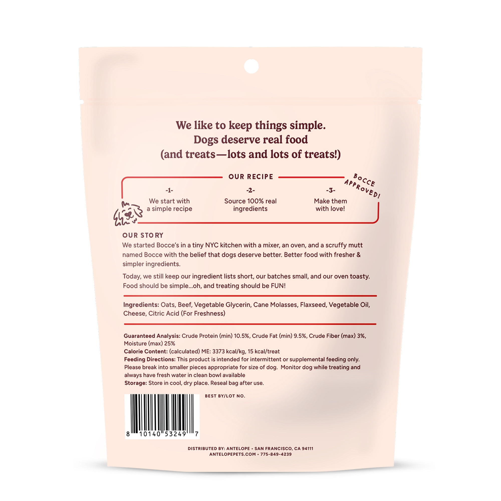 Bocce's Bakery Soft & Chewy Bonfire Beefy Bites Soft Treats for Dogs, 5oz Bag