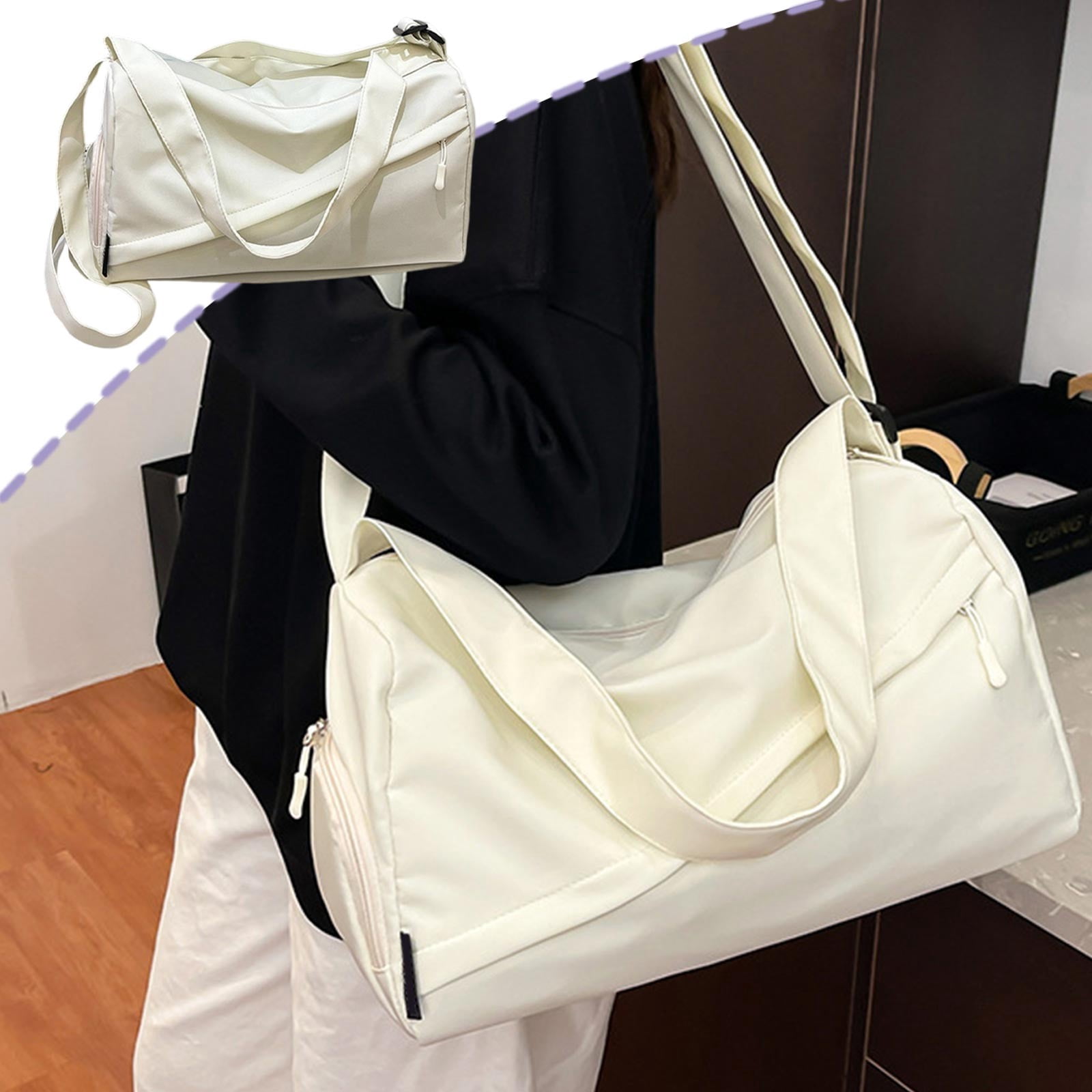 Nylon Gym Bag with Shoe Compartment Large Capacity Duffle Bag for Sports Travel and Daily Use