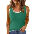 thumbnail image 2 of Teissuly Womens Solid Contrasting Colors Refreshing Wicking Tank Tops Summer Sleeveless Scoop Neck Ribbed Knit Color Block Basic Slim Fitted Cami Tee Shirts, 2 of 9