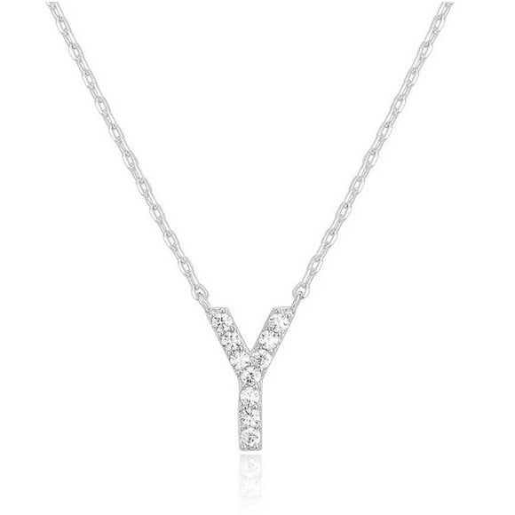 Paris Jewelry® 18K White Gold Plated A-Z Alphabet Created White Sapphire Necklace Initial