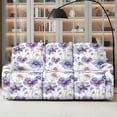 thumbnail image 2 of Xoenoiee Purple Daisy Flower Print Stretch Recliner Covers, 8 Pieces Recliner Slipcovers Soft Couch Cover for 3 Seater Non Slip Furniture Protector with Pocket, 2 of 7