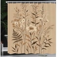 thumbnail image 3 of Ambesonne Tan Shower Curtain, Minimalistic Monochrome Floral, 69"Wx70"L, Ecru Sepia Almond, 3 of 4