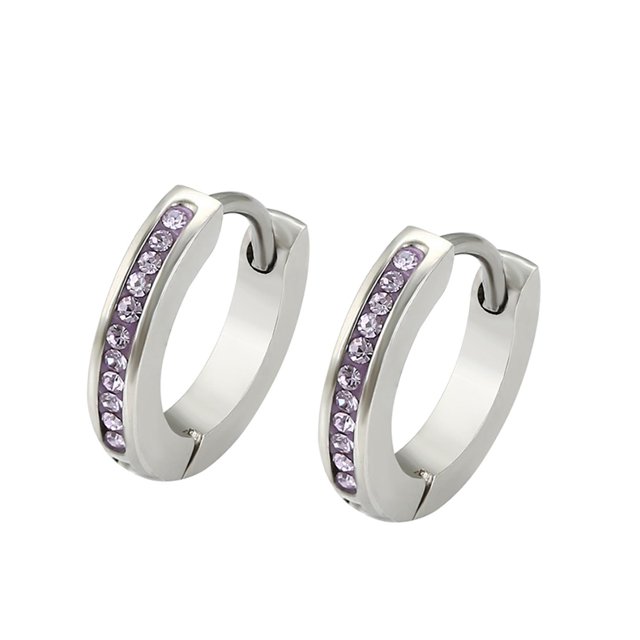 Arracadas Chicas P/ niña adulto Swarovski Oro Blanco 14K Lam violeta Unitalla