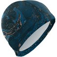thumbnail image 1 of FYBTO Swimming Cap Luxury Marble Textured Blue Unisex Adult FYBTO Polyester, 1 of 4