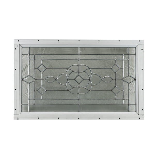 24" x 14" Decorative Cut Glass Flush Mount Shed Window