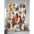 thumbnail image 5 of Shower Curtains Floral Bath Curtain Vintage Rustic Butterfly Waterproof Bathroom Shower Curtain Set with Hooks Decoration 72 x 84 Inches, 5 of 7