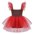 thumbnail image 2 of YONGHS Kids Girls Gingerbread Man Christmas Costume Sleeveless Ballet Dance Ice Skating Tutu Dress Red 14, 2 of 7