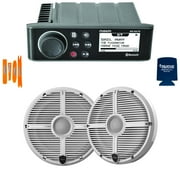 Fusion MS-RA70 Marine AM/FM/BT Stereo with 1 Pair Wet Sounds RECON 6-XWW High Output 6.5" Marine Coaxial Speakers, White Grill