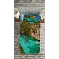 thumbnail image 3 of Ambesonne Nature Quilted Bedspread Set 2 Pcs, Yacht on Sea Scenic View, Twin Size, Green Aqua Blue, 3 of 3