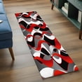 thumbnail image 3 of Red Gray Stripes Runner Rugs 2x6 ft Abstract Art Modern Geometric Curve Washable Hallway Rugs Non-Slip Floor Mats Absorbent Carpet Bedside Runners for Bedroom Kitchen Bathroom Laundry Room, 3 of 9