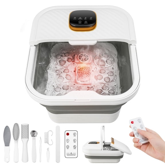 UNIFULL Collapsible Foot Spa Bath with Heat and Auto Massager, Romote Control, Pedicure Foot Spa, Foot Bath