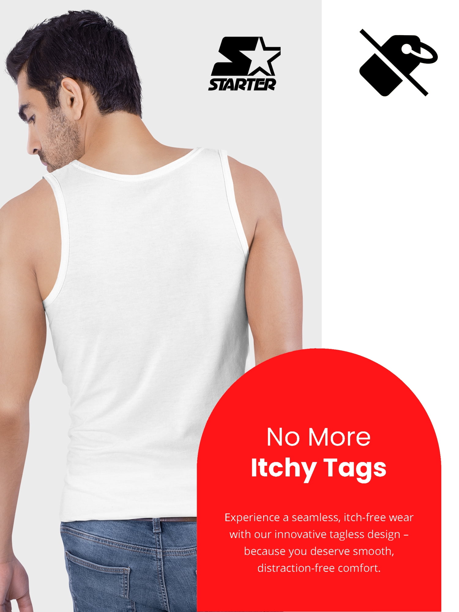 Starter Men's Breathable Tagless Tank Top Under Shirts, 6-Pack